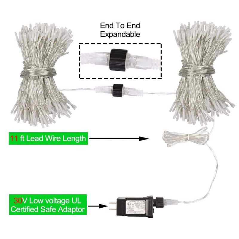 LEDストリングライトクリスマスライトスターカーテンライト低電圧31V 50m 100m