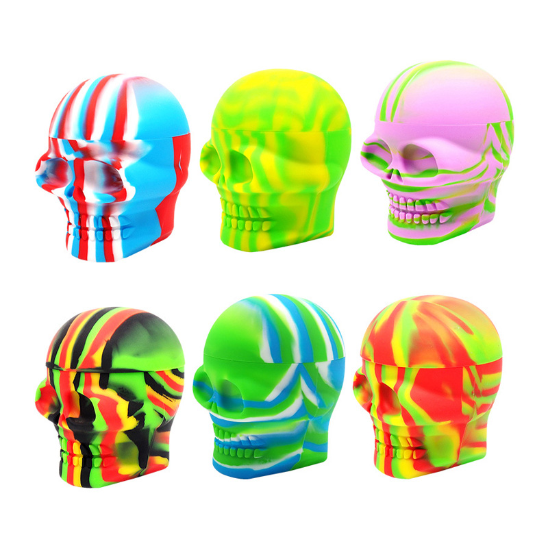 Silicone Wax Dab Containers 3ml 15ml 500ml Skull Shape Dry Herb Box Trays Tool Jars Concentrate Box Oil Storage Container Smoking Accessories