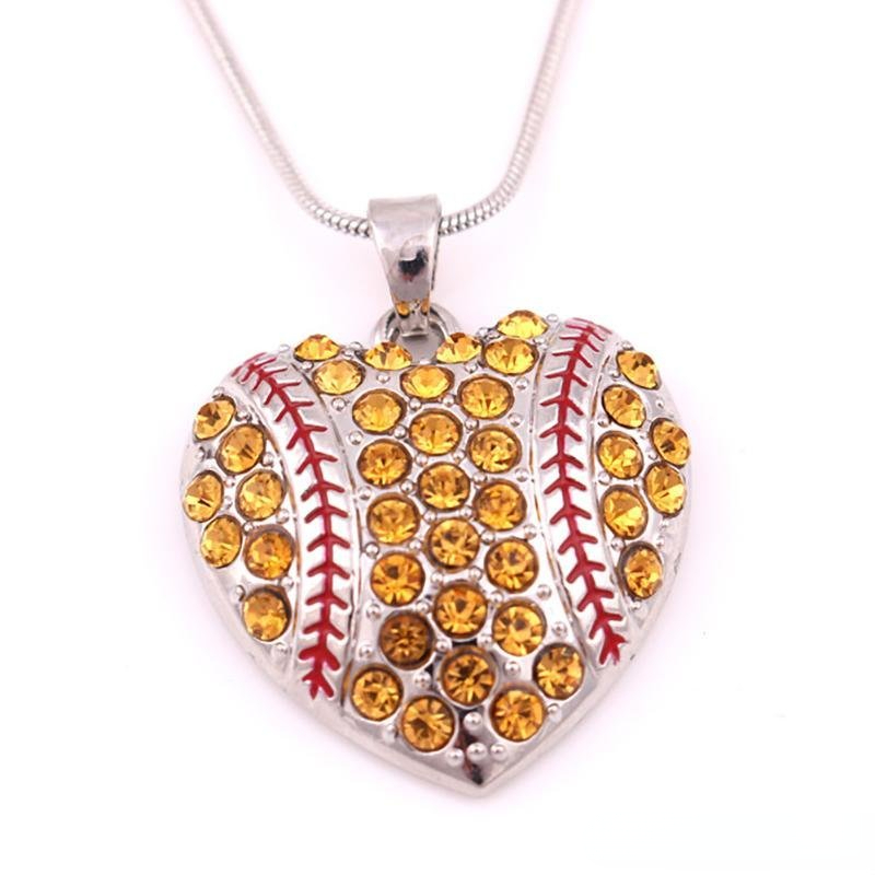 Charm Rhinestone Baseball Necklace Party Supplies Pendant Necklace Love Heart Ströja smycken Tillbehör