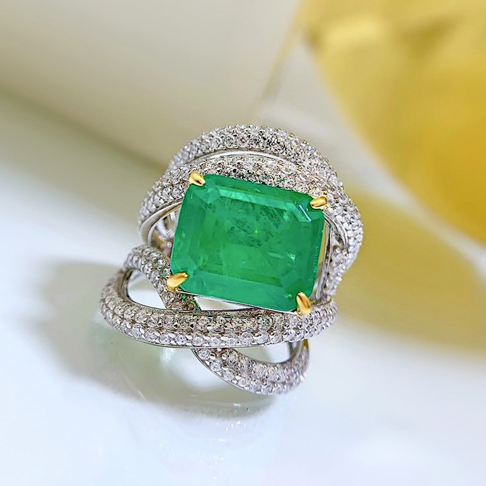 Solitaire Ring Rings Wong Rain Luxury Vintage 925 Sterling Silver 5CT Created Emerald Gemstone Party Ring For Women Fine Jewelry Wholesale 221024