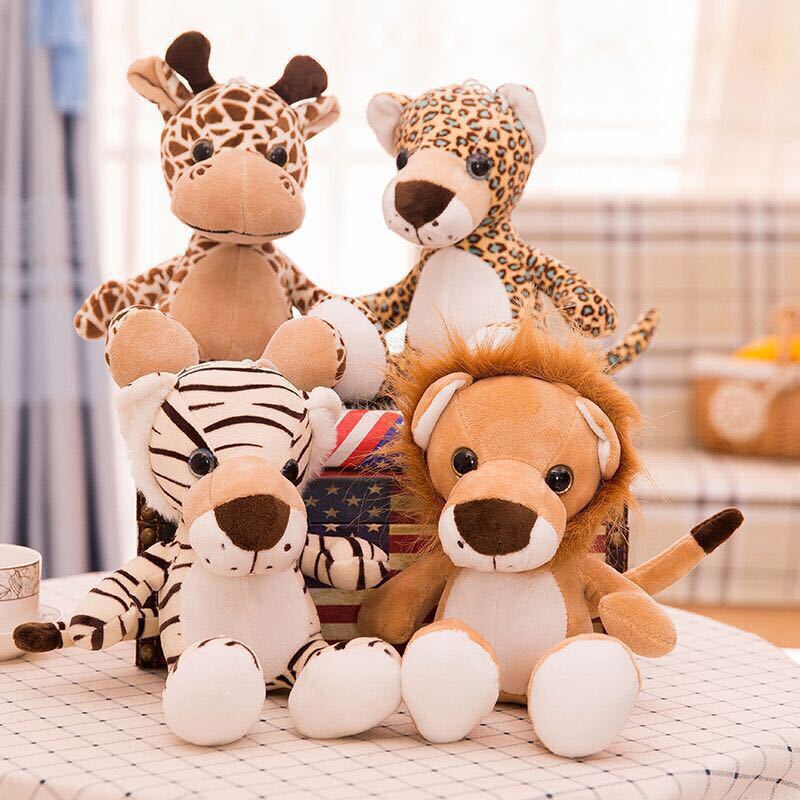 Cute Forest Animal Stuffed Toy Jungle Wedding Throw Children's Gift Claw Machine Doll Giraffe  Tiger Leopard D32