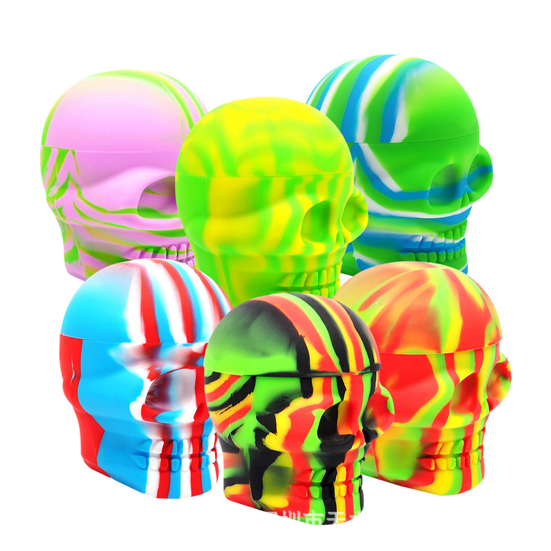 Silicone Wax Dab Containers 3ml 15ml 500ml Skull Shape Dry Herb Box Trays Tool Jars Concentrate Box Oil Storage Container Smoking Accessories