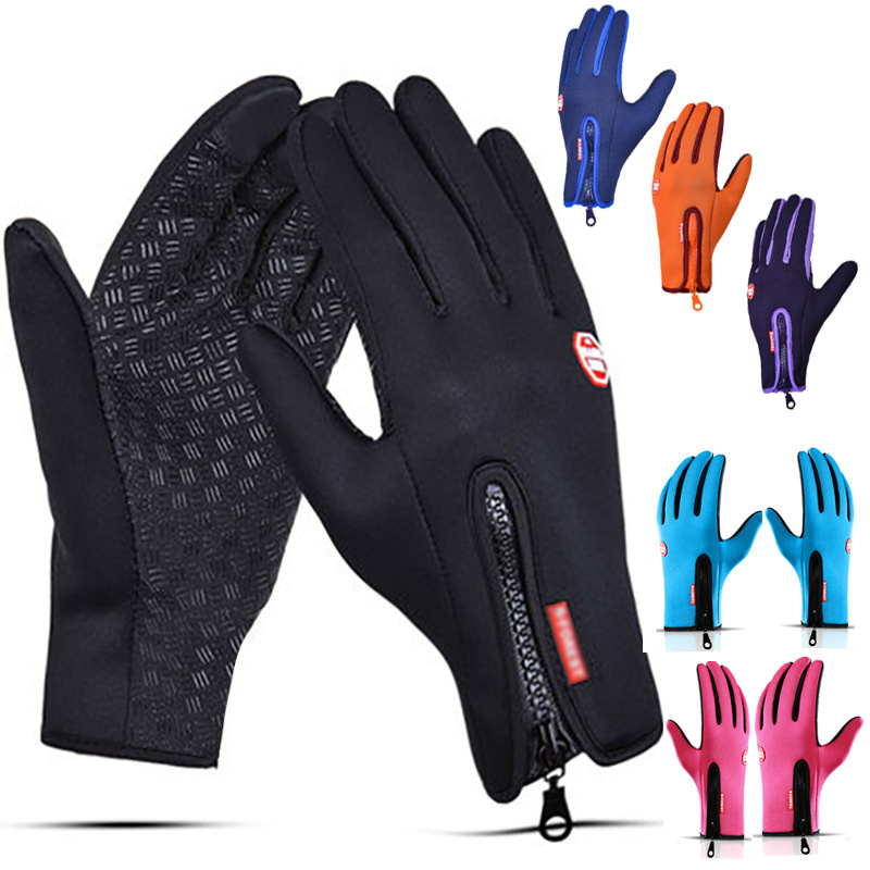 Naald Zipper Fleece Touch Screen Warm pluche koud windvroof waterdichte handschoenen in de herfst en winter buiten ski -fietsen voor mannen en vrouwen