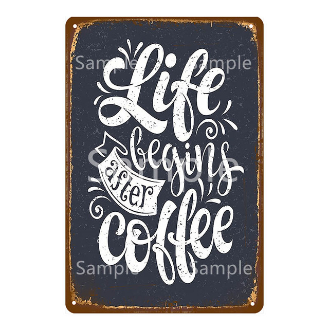 Café métal peinture intérieur fête signe Vintage métal affiche Bar Pub Club CoffeeShop plaque décor à la maison 20 cm x 30 cm Woo