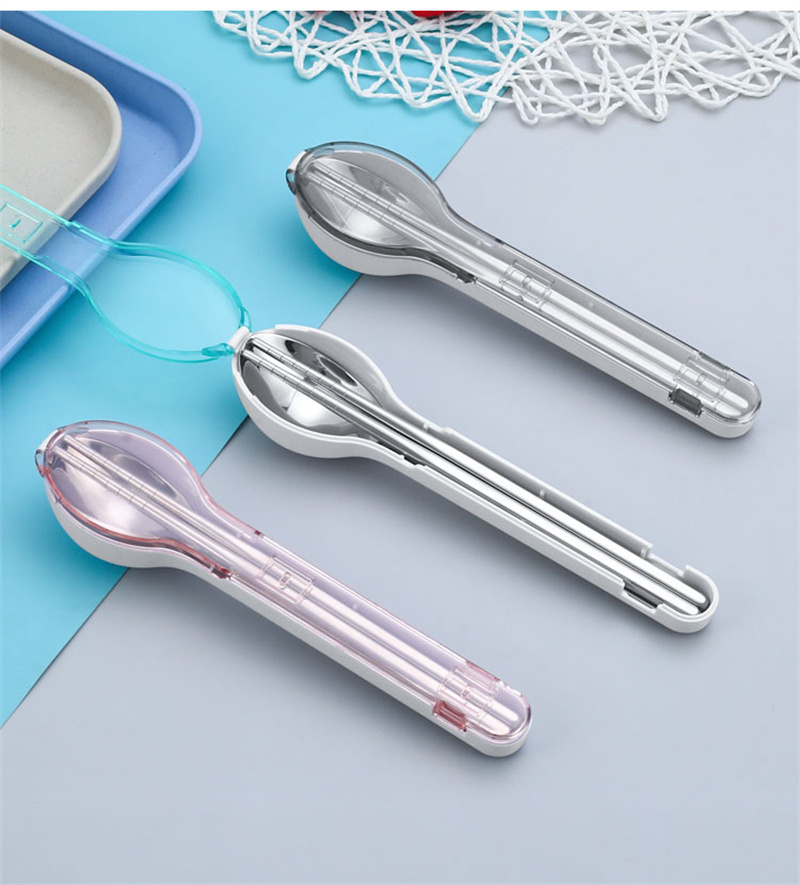 Stainless Steel Flatware Set Portable Reusable Chopsticks Spoon Set for Camping Traveling Picnic