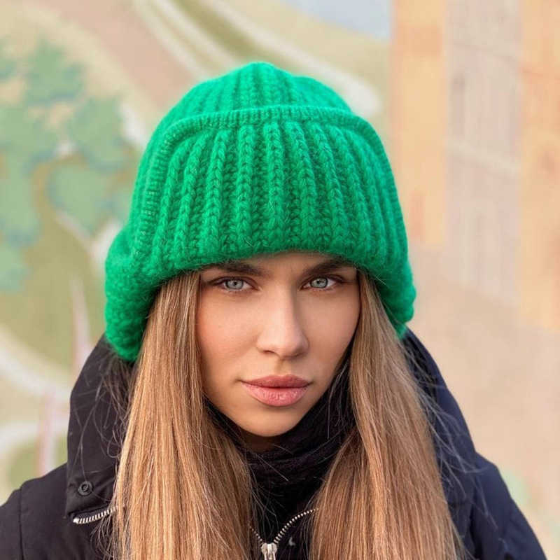 Beanie/Skull Caps Quality New Knitted Beanies Hats Women Winter Personality Ear Protection Bomber Hats Flanging Warm Tethered Hats Skullies Cap T221020