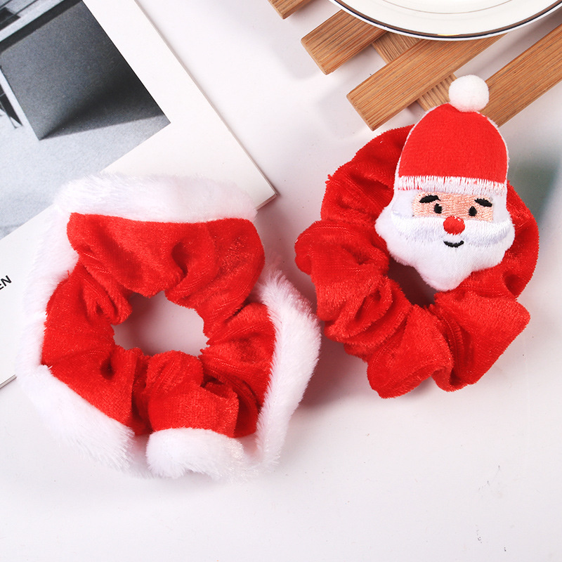 Babyhoofdbanden kersthoofdtooi eenvoudige mooie cartoon flanel grote darm haarcirkel santa claus elf boomhaar ornamenten banden kop touw kinderen accessoires