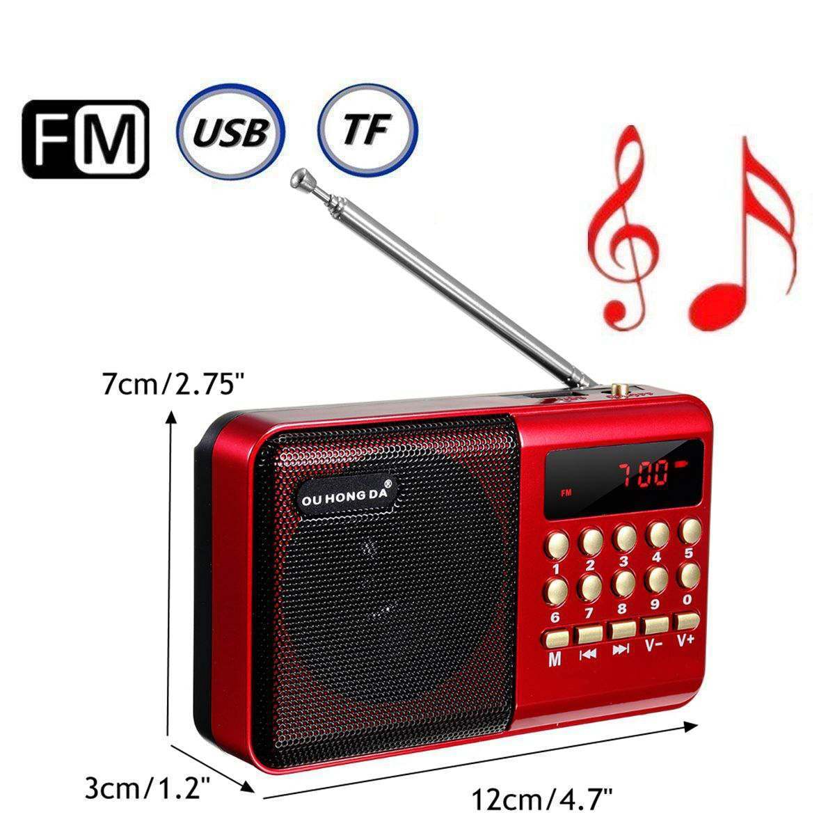 Radio Mini Portable Radio Handheld Digital FM USB TF MP3 Player Player Uładowca 221025