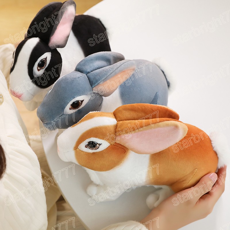 Moelleux Simulation Lapin En Peluche Jouet Doux Poupée Réaliste Lapin En Peluche Animal Doux Cadeau D'anniversaire Décor À La Maison pour Enfants