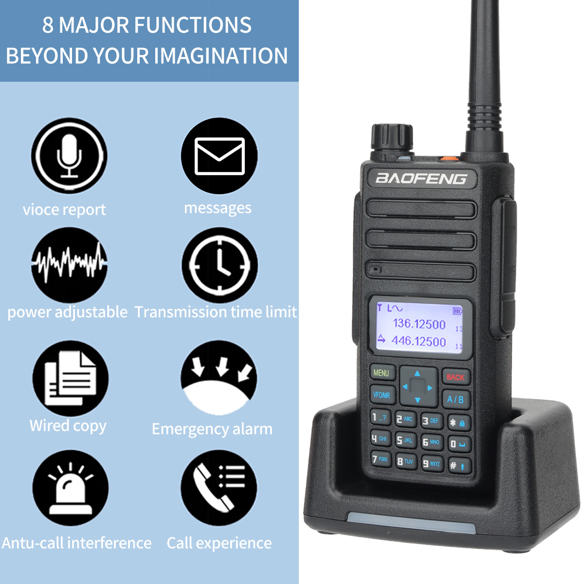 Walkietalkie Baofeng DR-1801 Tier 12 Dual Time Slot Long Range DM-1801Bijgewerkte band 136-174 400-520MHz DMR digitale radio 221025