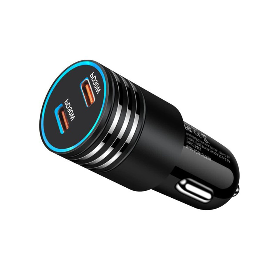 60W USB C Fast Car Charger 2 Ports Dual Type-C PD Car Charge Adapter for IPhone 13 14 Pro Max Samsung Galaxy Note20 Android