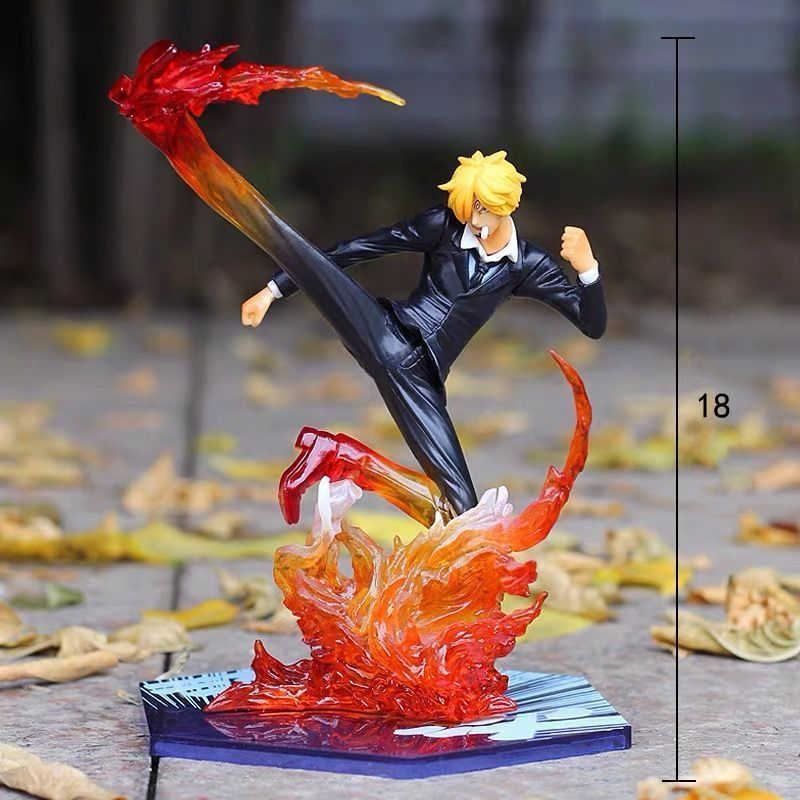 Action Action Toy Figures 16cm Anime One Sanji Sculpture Black Leg Fire Battle Version PVC Collectible OnePiece Model ChildR3573865