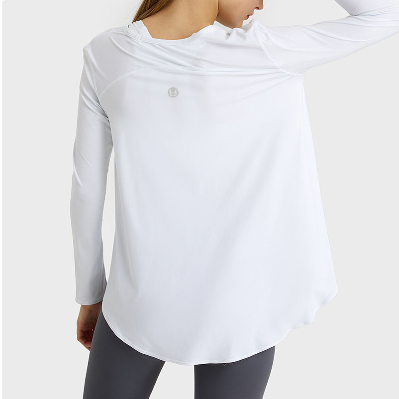 T-shirt fitness a maniche lunghe abbigliamento da yoga da donna, top sportivo ampio, maglietta sottile e traspirante, traspirante, dall'aspetto sottile e irregolare, vestiti ad asciugatura rapida VELAFEEL