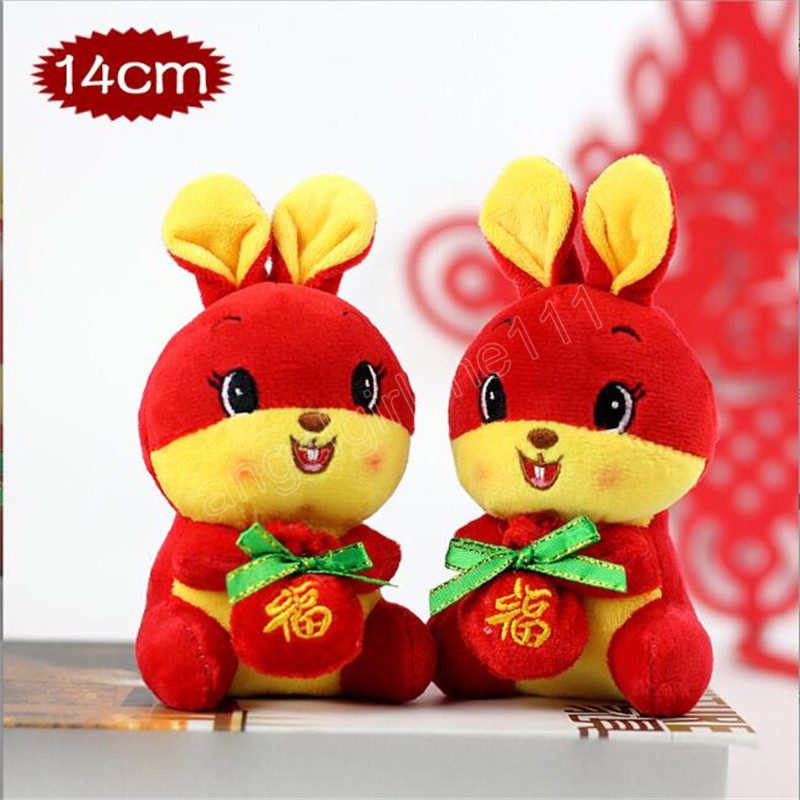 2023 Conejo chino de peluche muñeca lindo conejito Deco animal relleno creativo Año Nuevo regalo especial 14cm1650657