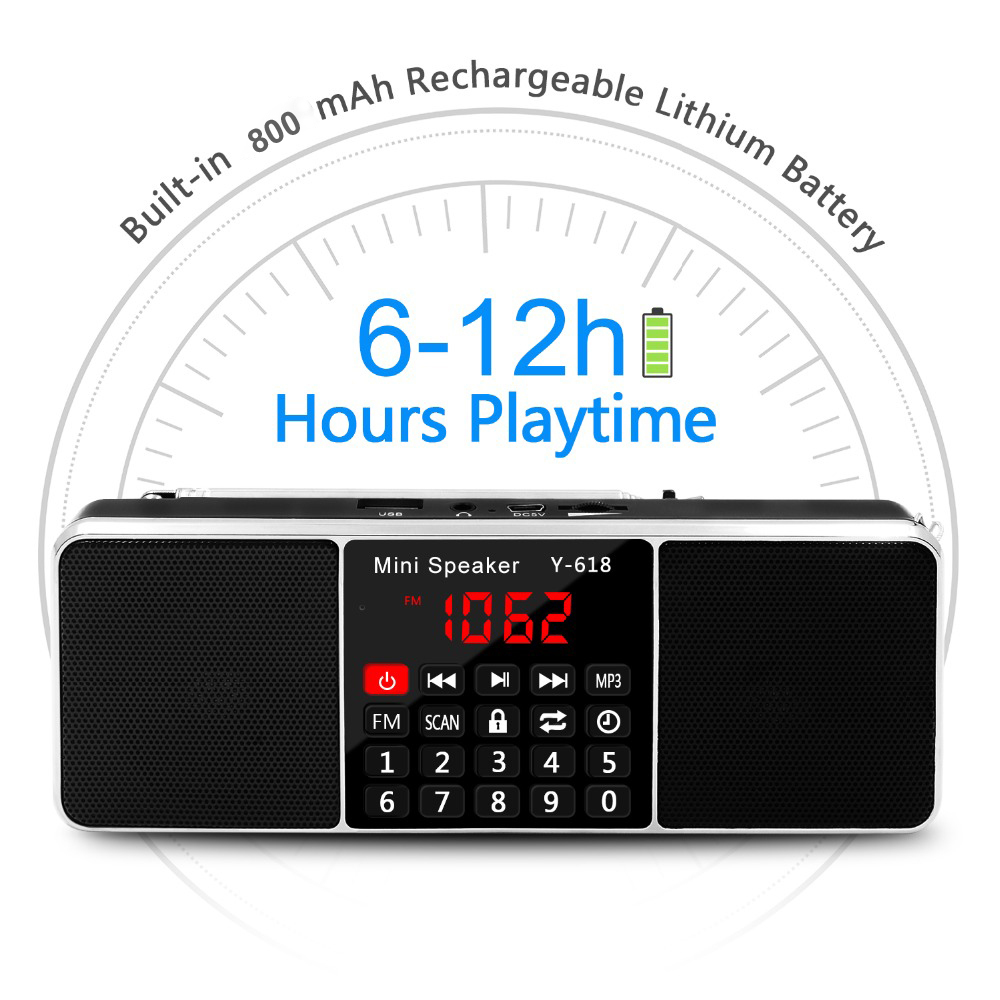 Radio Lefon Digital FM Radiomottagarens högtalare Stereo Mp3 Player Support TF Card USB Drive LED Display Time Stäng bärbara radio 221025