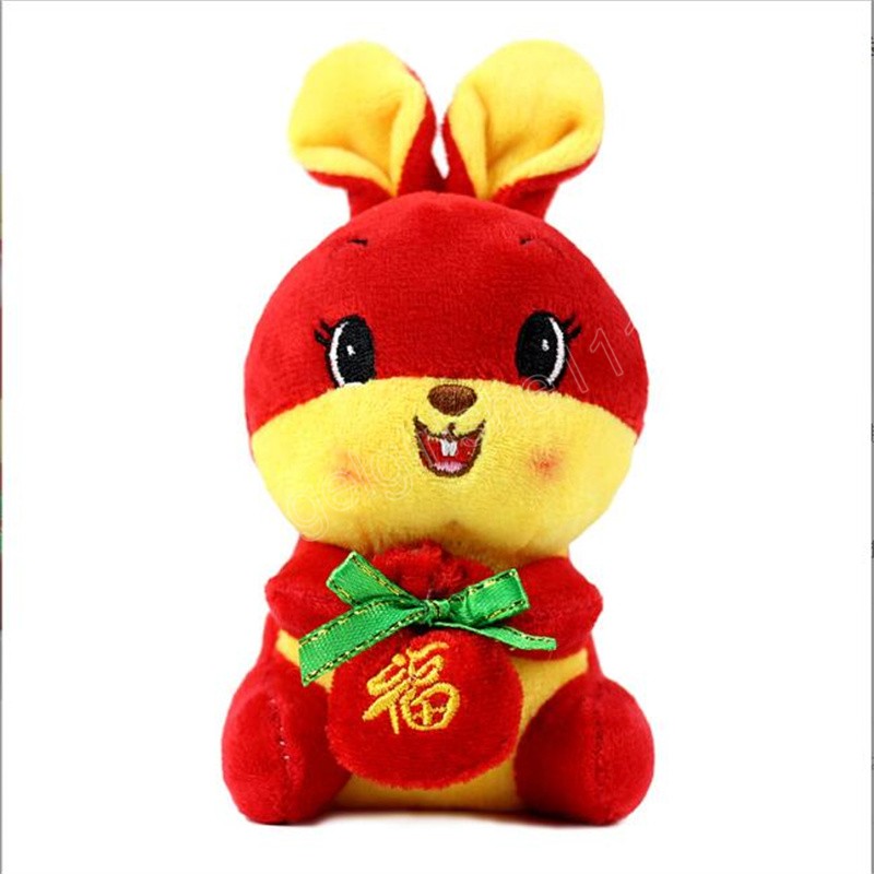 2023 chinesische Kaninchen Plüsch Spielzeug Puppe Niedlichen Hasen Deco Stofftier Kreative Neue Jahr Besonderes Geschenk 14cm4690859