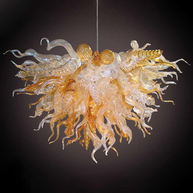 Crimorary Crystal Chandelier Lampes Amber Couleur Blown Blown Glass Chandelier Light Sentiment suspendu lustres lustres pour le Duplex Building Home Decor LR404