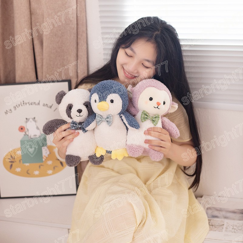 23/30cm Série de animais fofos brinquedo de pelúcia adorável pinguim suave/urso branco/raposa/ovelha/coelho Presentes de boneca de cama de bicho para crianças