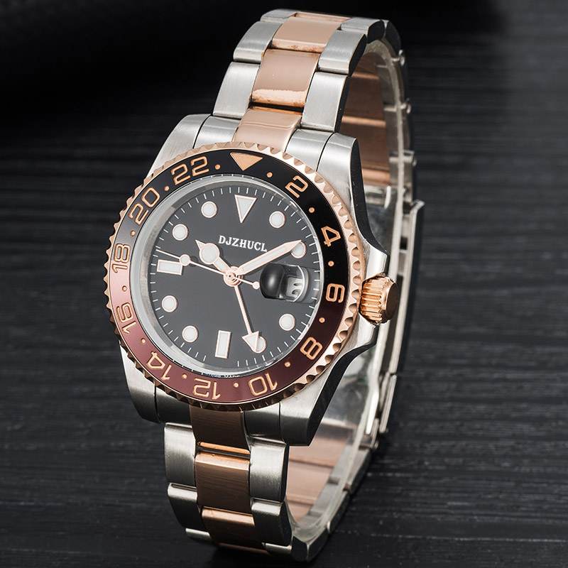 En erkek otomatik mekanik seramik saatler tam paslanmaz çelik Yüzmek kol saatleri safir ışıklı izle iş rahat montre de luxe