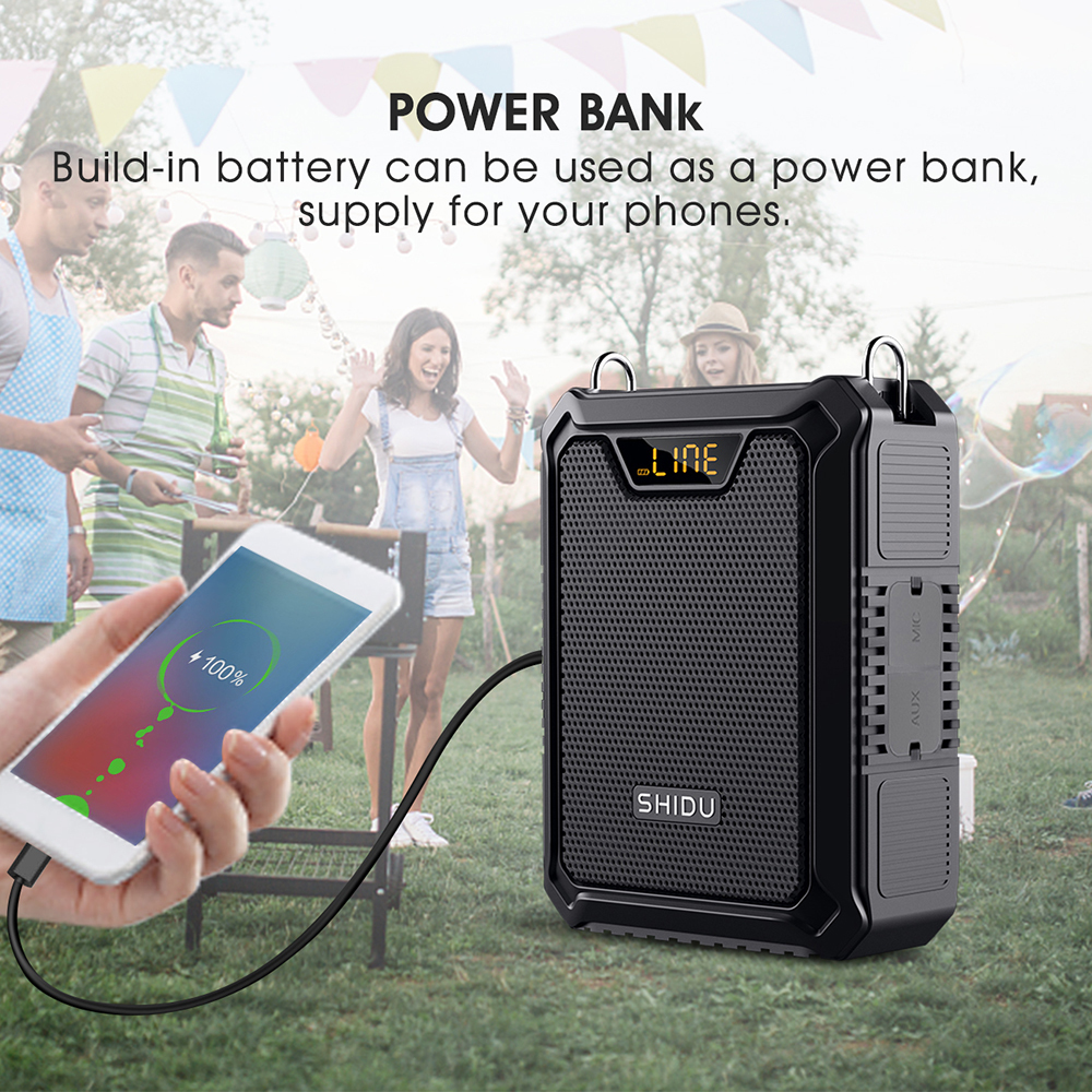 Altri dispositivi elettronici SHIDU Amplificatore vocale portatile da 30 W con microfono wireless insegnanti IPX6 Altoparlante Bluetooth 5.0 impermeabile 5000 mAh Power Bank 221025