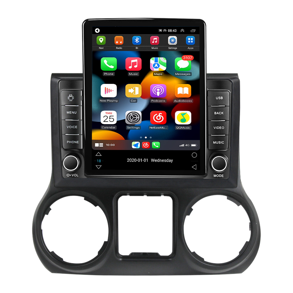 CAR DVD Radio wideo stereo GPS Multimedia Player Carplay Android 11 dla Jeep Wrangler 3 JK 2011-2016 Tesla Style BT 2DIN DSP