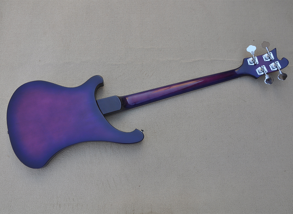 Guitare basse électrique violette 4 cordes avec manche en érable offrant un service personnalisé