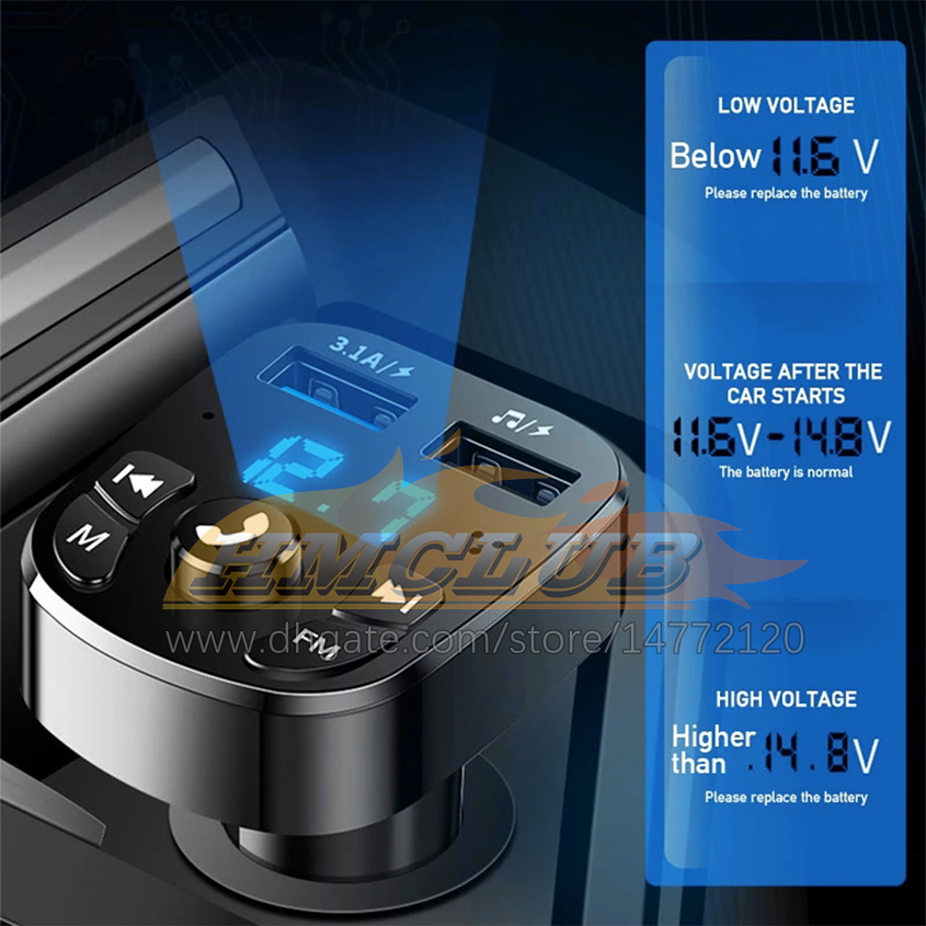 USB Car Charge Surport Bluetooth 5.0 FM Transmitter 3.1a شاحن سريع MP3 Modulatur