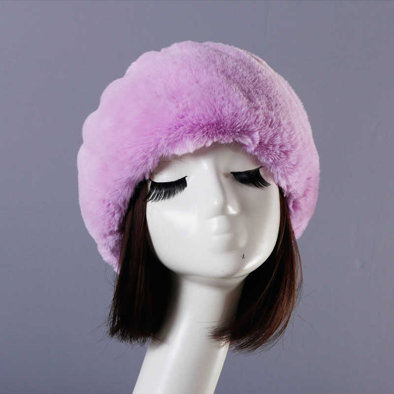 Bonnet / Skull Caps Hiver Femmes Fourrure Chapeaux Occasionnels Russe Épais Chaud Confortable Bonnets Fluffy Fausse Fourrure Chapeau Vide Chapeau Court En Peluche Bandeau T221020