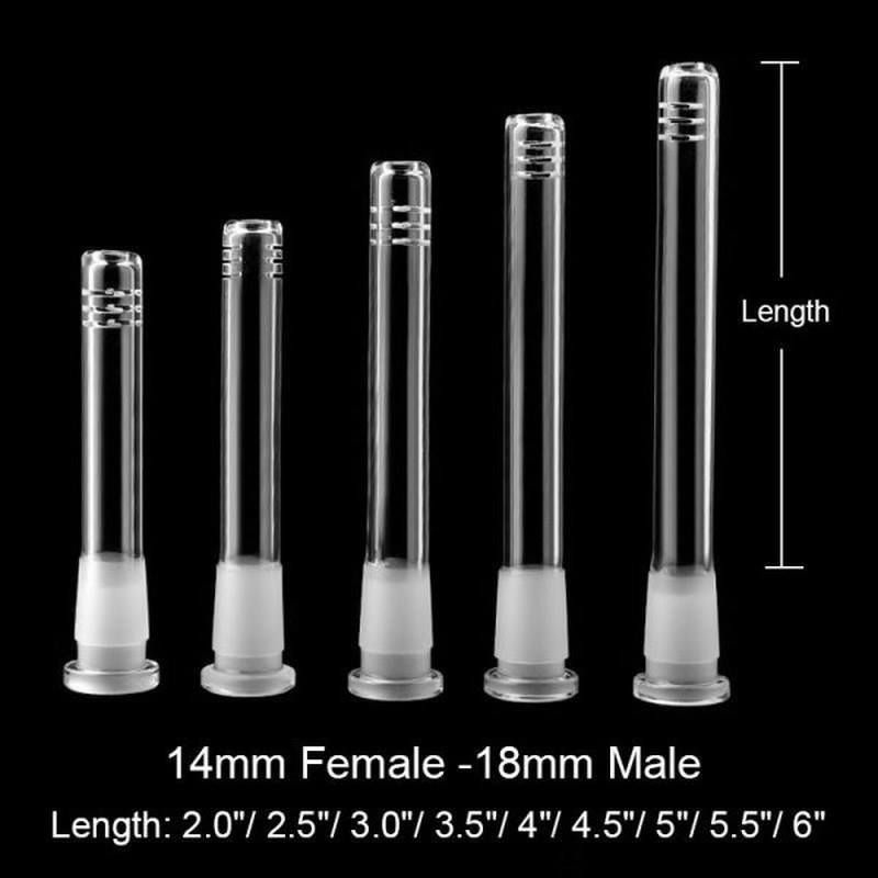 Glass downstem diffuser 2" to 6" smoking accesories 14mm 18mm low high profile male female down stem adapter for glass bong pipe