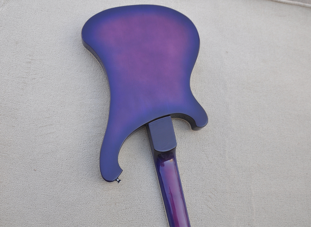 Guitare basse électrique violette 4 cordes avec manche en érable offrant un service personnalisé