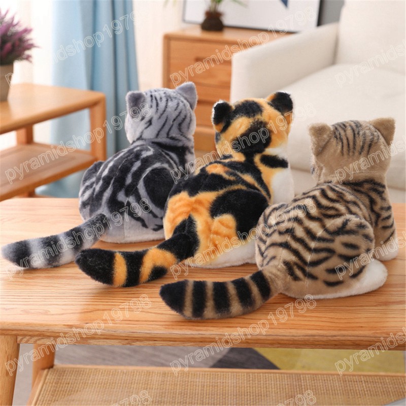 Jouet en peluche de chat de Simulation de 25cm, animaux en peluche réalistes, jouets de poupée pour décoration de chambre d'enfants