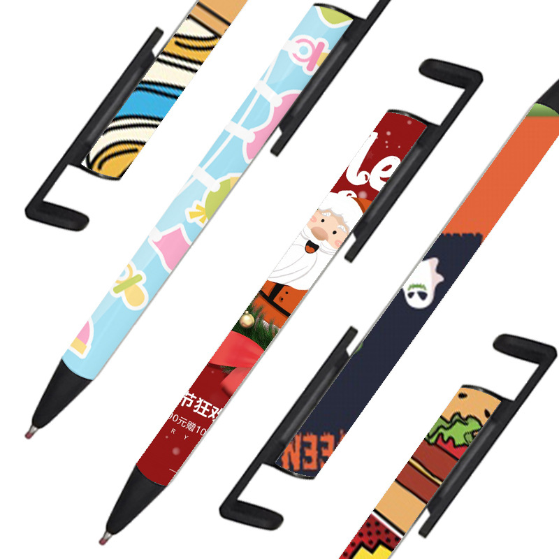 US Warehouse Sublimation Pens Blank Heat Transfer Ballpoint Pen with Shrink Wrap White Aluminum Customized Clip Pen School Supplies Z11