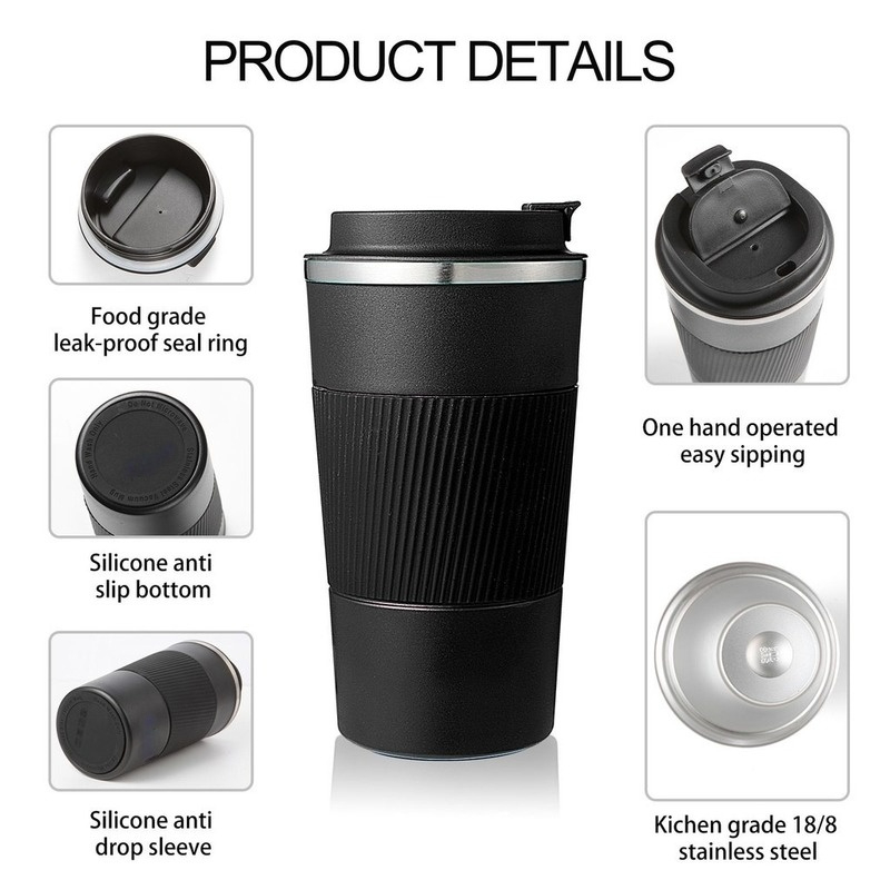 Garrafas de água 380ml 510ml de aço inoxidável xícara de café Térmica Garrafa Termica Cafe Copo Terico Caneca não deslizamento Bottle de carro isolado 221025