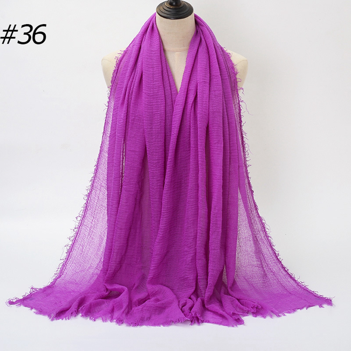 Fashion New Pleated Monochrome Cotton Solid Scarf Women's Shawl