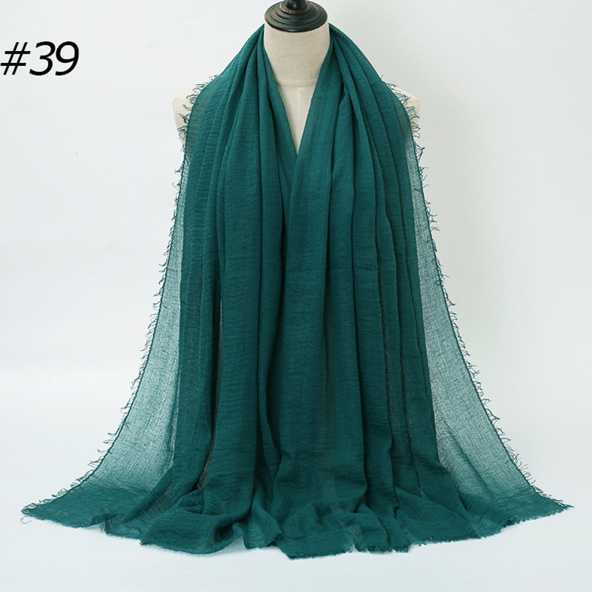 Fashion New Pleated Monochrome Cotton Solid Scarf Women's Shawl