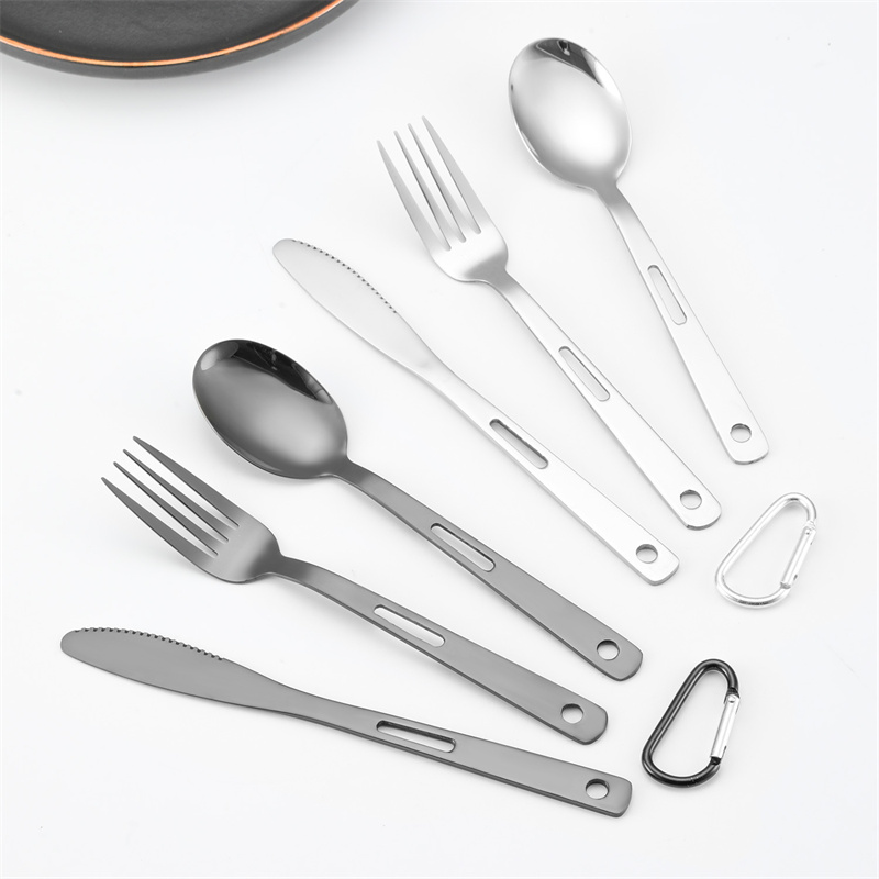 Black Portable Flatware Knife Fork Spoon Set Home Use Travel Camping Cutlery Set