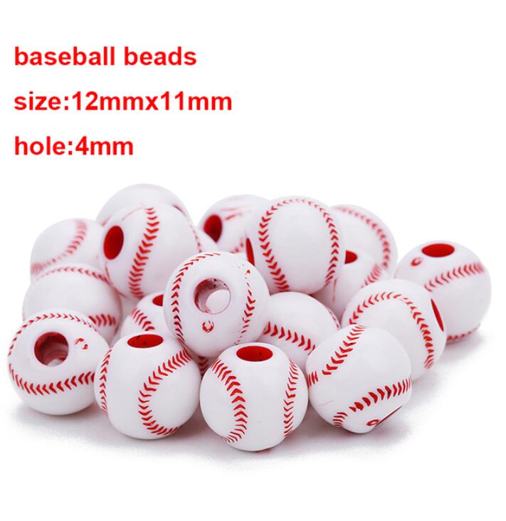 50 -stvoetbal Baseball Basketbal Tennis Acryl kralen Sportbal Spacer kralen geschikt voor armband ketting diy sieraden maken