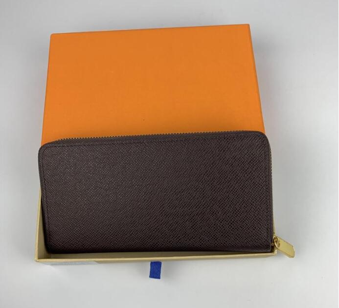 Mode femmes portefeuille PU cuir portefeuille unique fermeture éclair portefeuilles dame dames long sac à main classique avec carte 60017 boîte orange