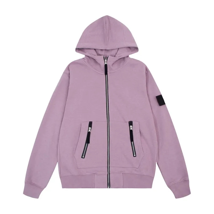 PIERRE Nouvel Automne Hommes Casual Hoodies Europen Mode Pull ÎLE violet Badge À Manches Longues Poches À Fermeture Éclair Brodé Sweat À Capuche Manteau 01