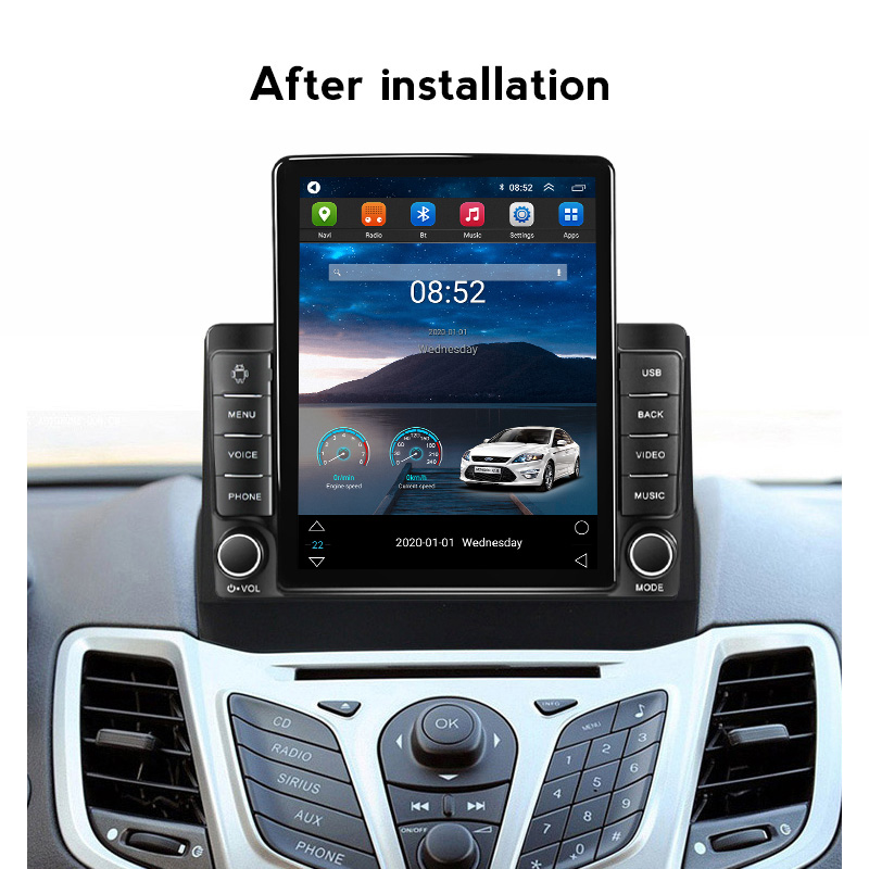 Lecteur radio dvd de voiture Android 11 pour Ford Fiesta 2009-2017 Tesla Style 2 Din multimédia stéréo Carplay Navigation GPS Autoradio BT