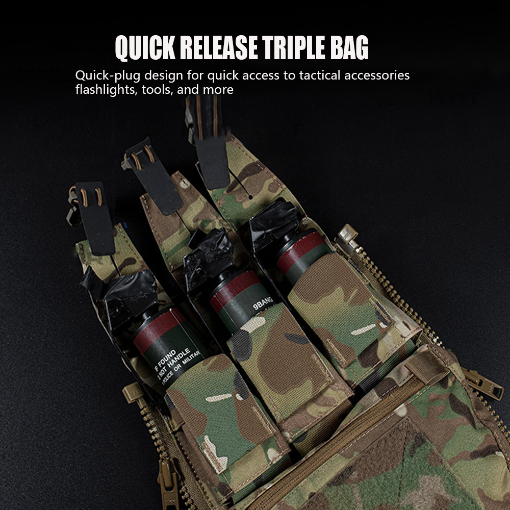 Jaktjackor VTactical Vest Back Panel Supplement Sub-Package Water Bag Double Pouch Triple Magazine Väskor Tillbehör 221025