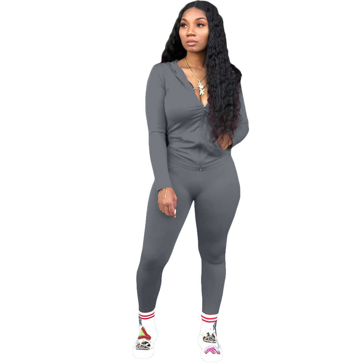 Fall Winter Womens Sports Tracksuits Designer Sweatshirt Outfits Slim Streetwear Two Piece Set Zipper Hooded Sportwear