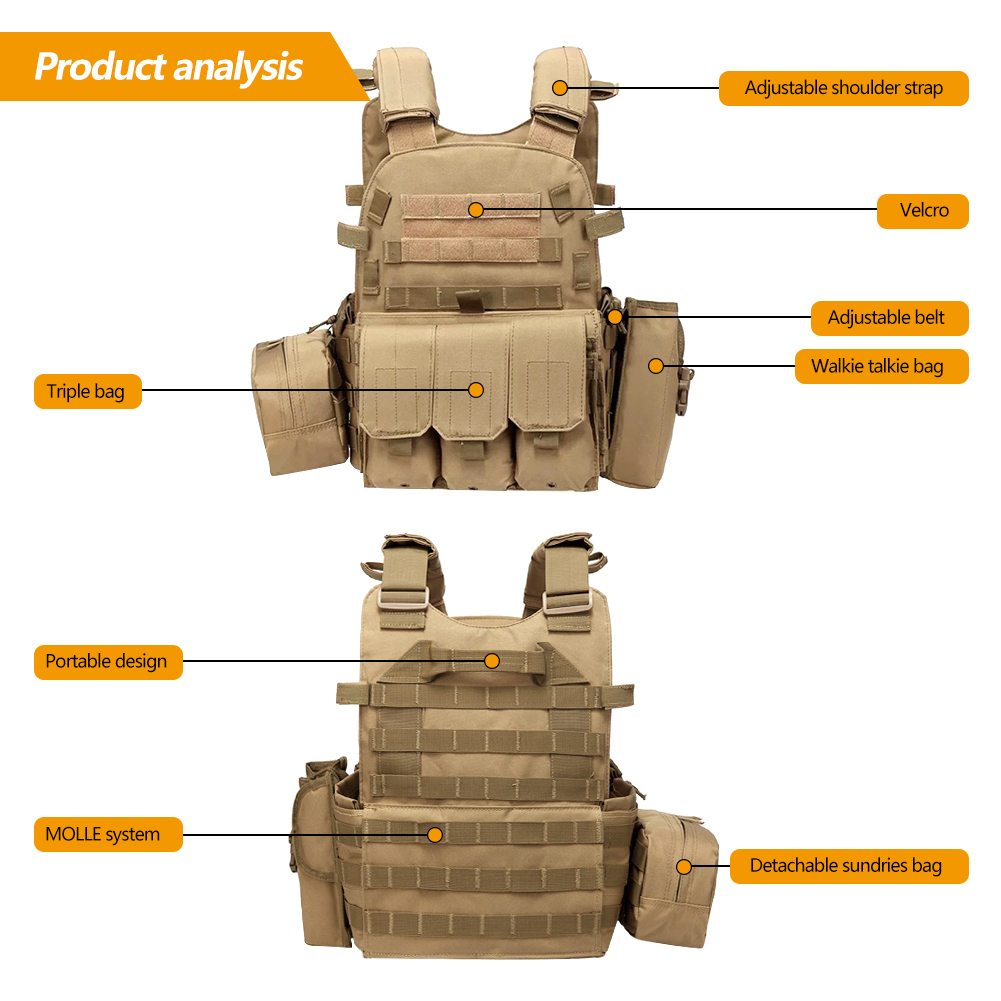 Jaktjackor Nylon Molle Webed Gear Tactical Vest Body Armor Airsoft Accessories 6094 POUC COMPAT CAMO MILITARY ARMY 221025