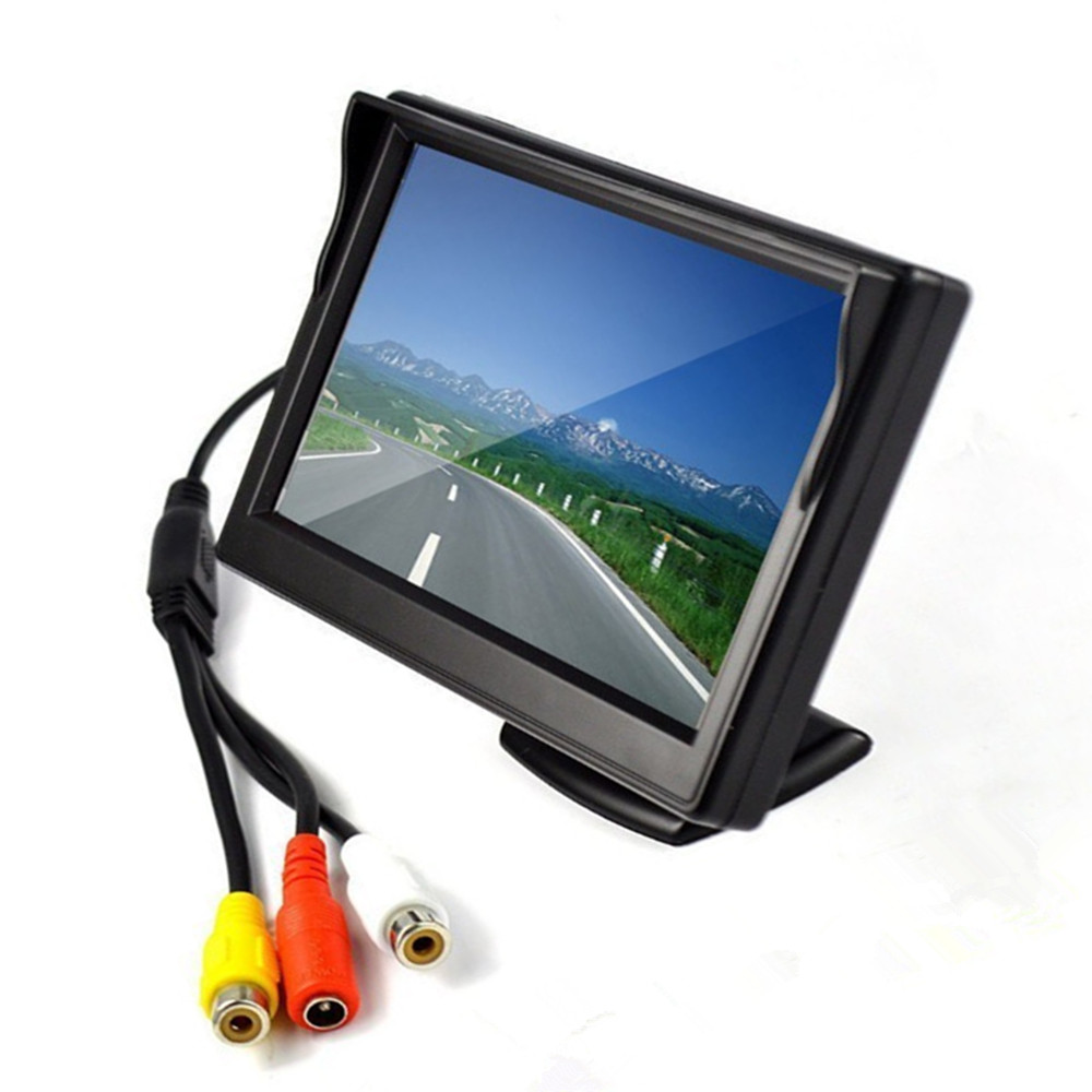 5 -calowy Monitor samochodowy LCD LCD HD800X480 Odwracanie Monitor parkingowy z 2 wejściem wideo kamera wsteczna Opcjonalna