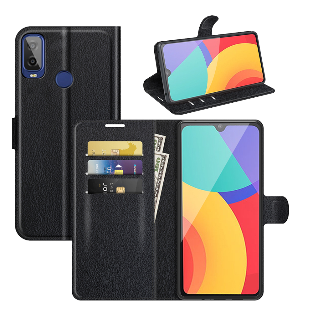 حالات الهاتف لـ Alcatel 1B 2022 1S 1L 3L 2021 Universal مع Vodafone Smart P12 V12 Lychee Wallet Leather مع فتحات البطاقة