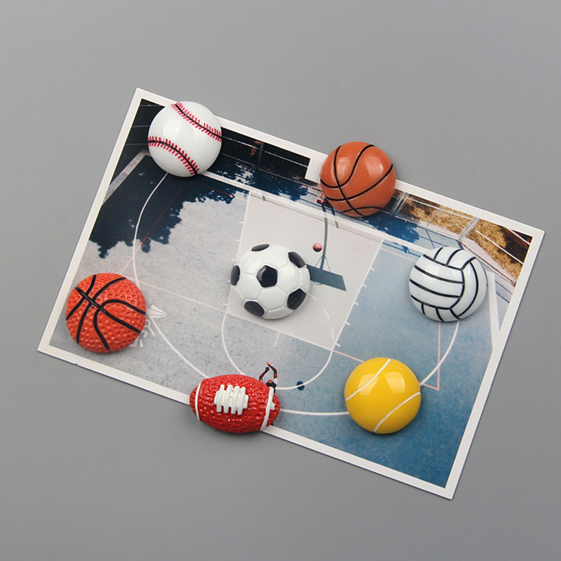 Sports Ball Fridge Magnets Refrigerator Sticker Creative Basketball Baseball Football Resin Magnetic Sticker Home Decoration