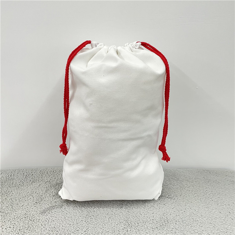 White Blank Santa Sacks With Drawstring Christmas Decoration Sublimation DIY Single Layer Canvas Gift Bag Large Capacity Candy Toy Bags