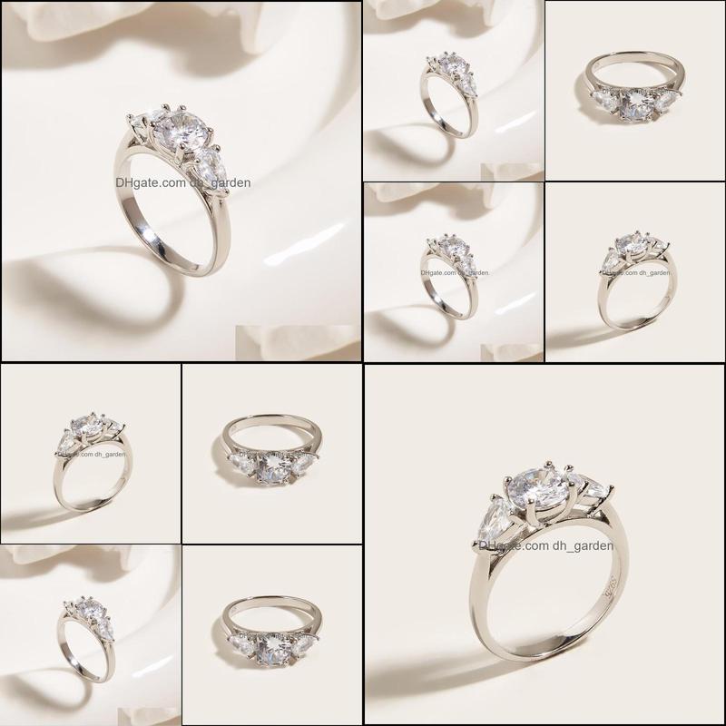 Anneaux de mariage Anneaux de mariage Mode Classique Bijoux Ensemble Cuivre Zircon Simple Sier Bague Couronne Dames Cadeau Fiançailles Commémorativewed Dhdbt