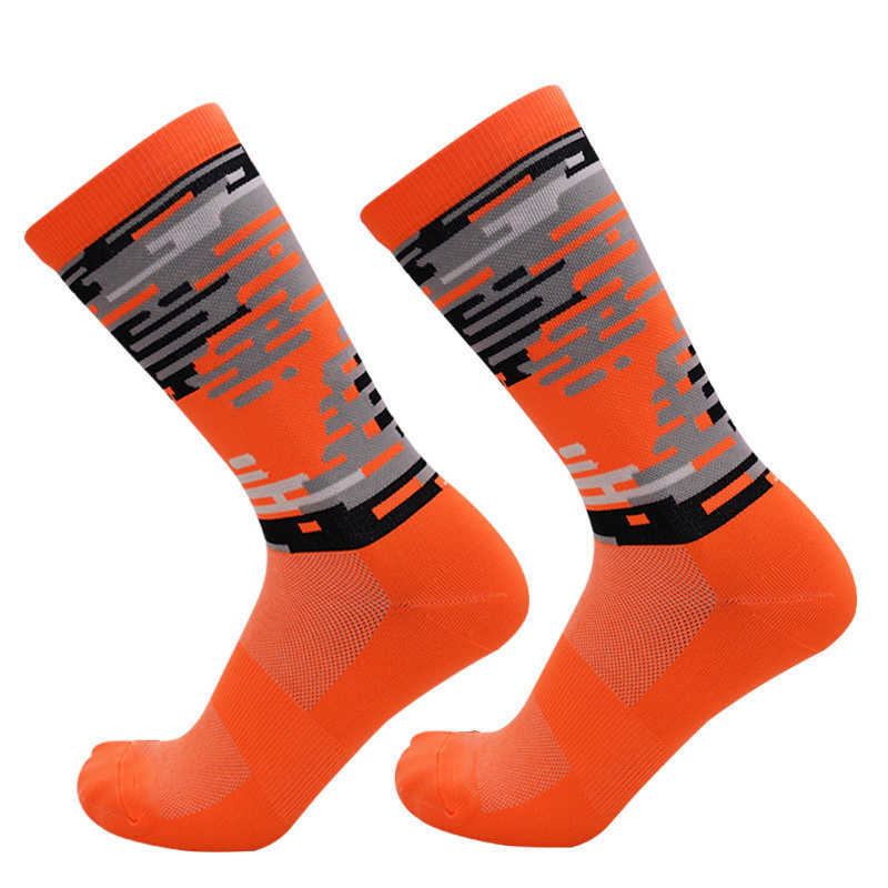 Sports Socks Outdoor Autumn Camouflage Compression MTB Men Mountain Bike Cycling L221026