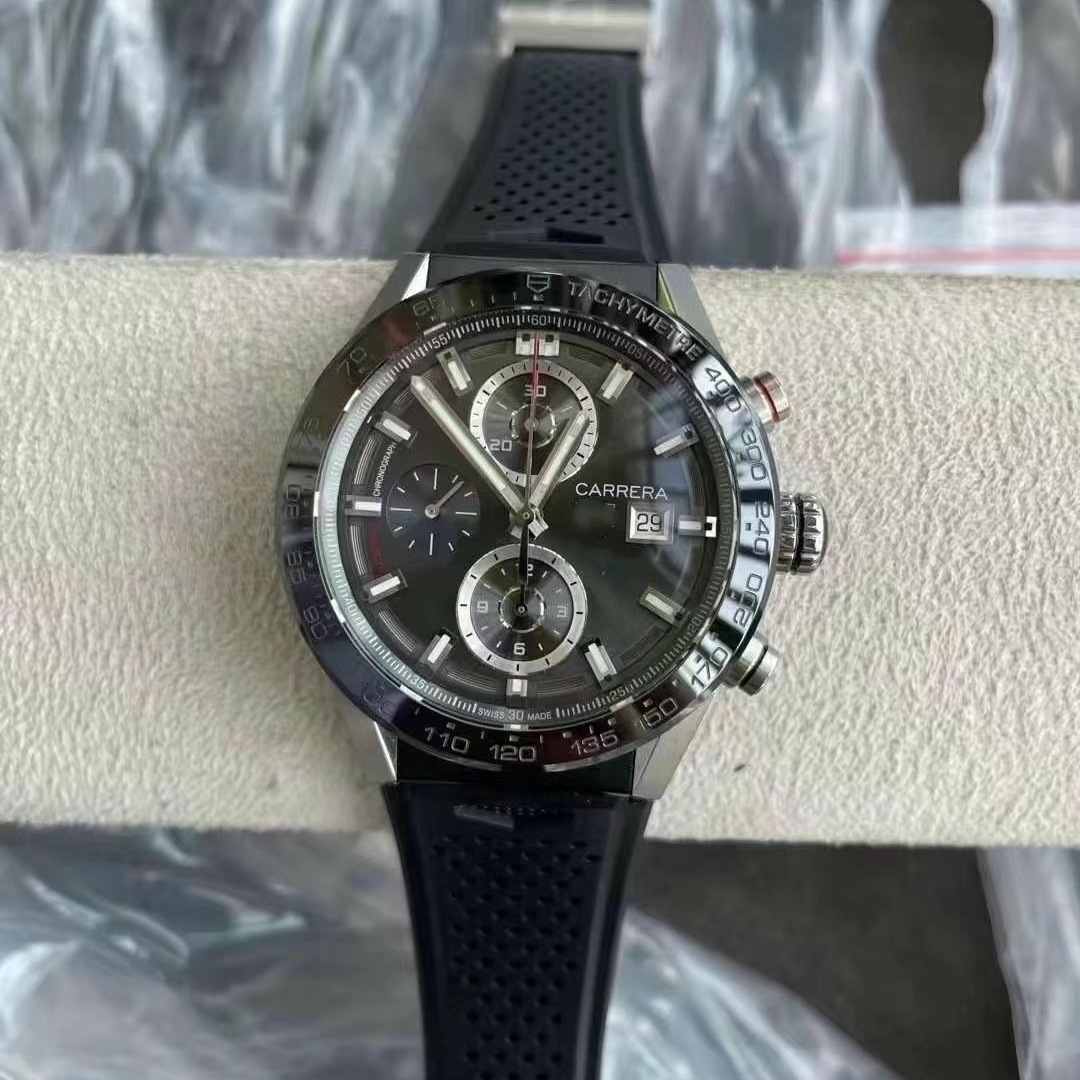 Montre de luxe montre de luxe hommes montres 43mm chronographe mouvement mécanique boîtier en céramique évidé littéral montres étanches